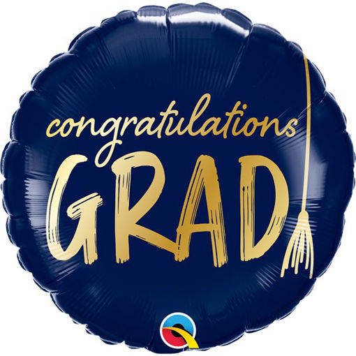 Picture of GRADUATION FOIL BALLOON NAVY BLUE WITH GOLD TASSLE 18 INCH